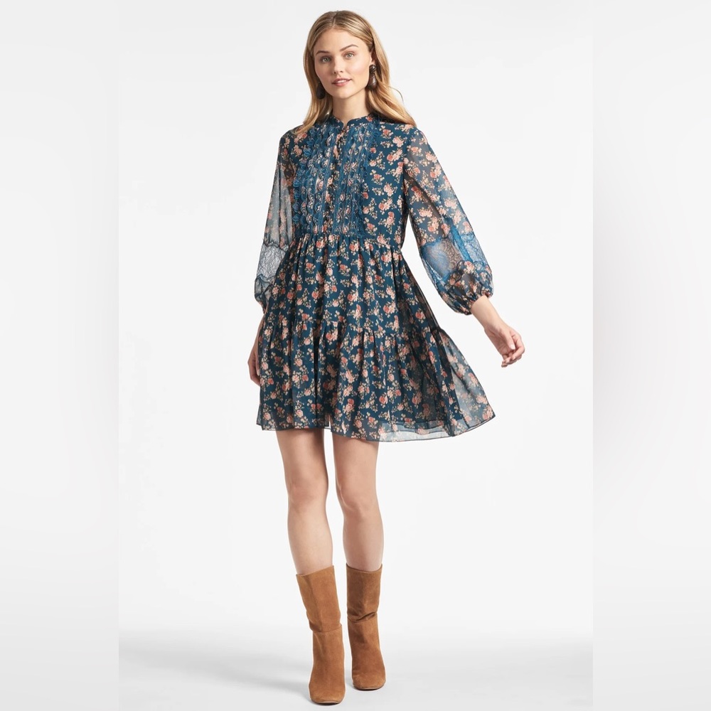 Sachi & Babi NWT mini blue floral dress L